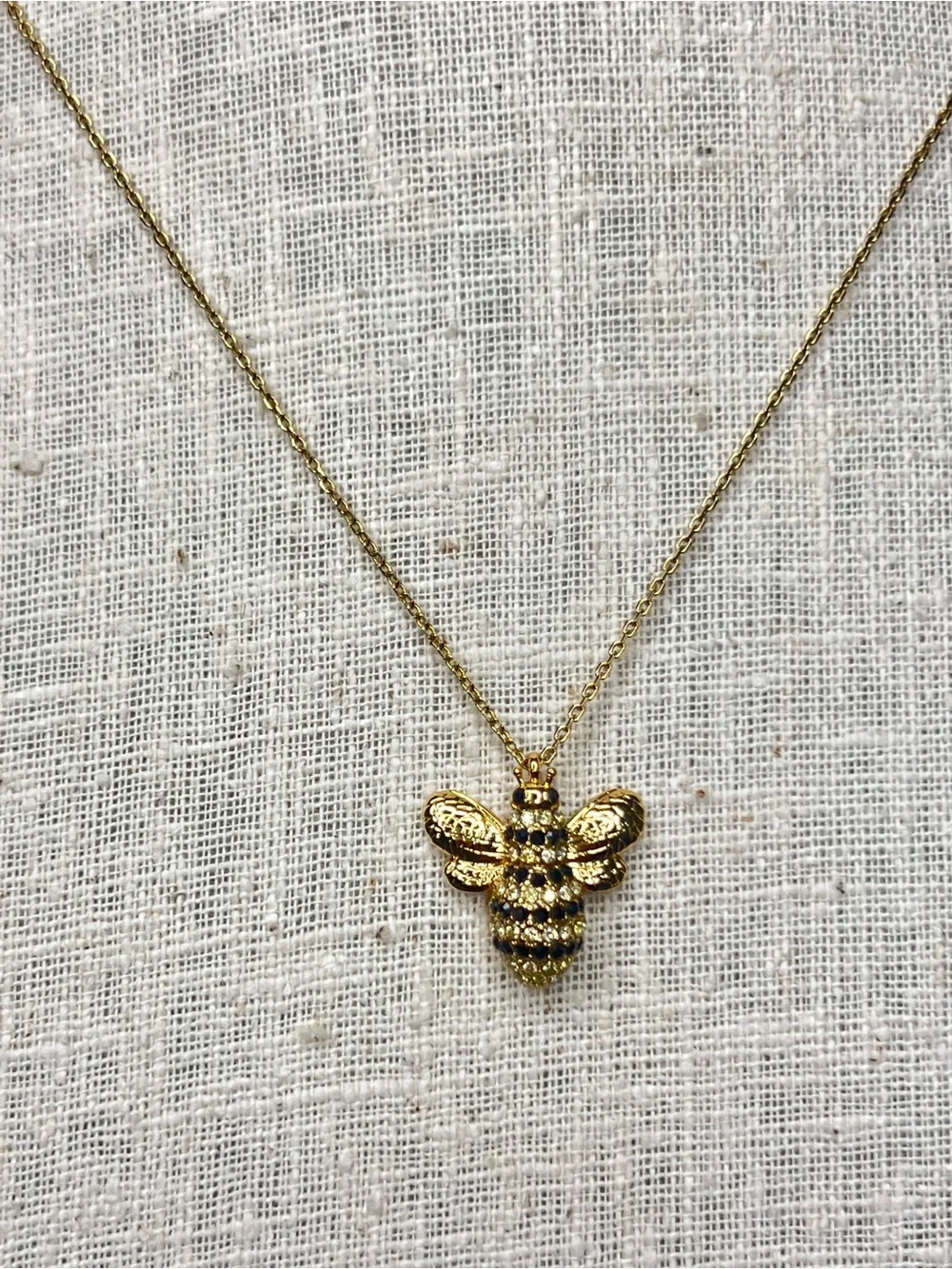 Kate Spade New York Bumblebee Pendant Necklace Gold Tone Pave Bee Charm